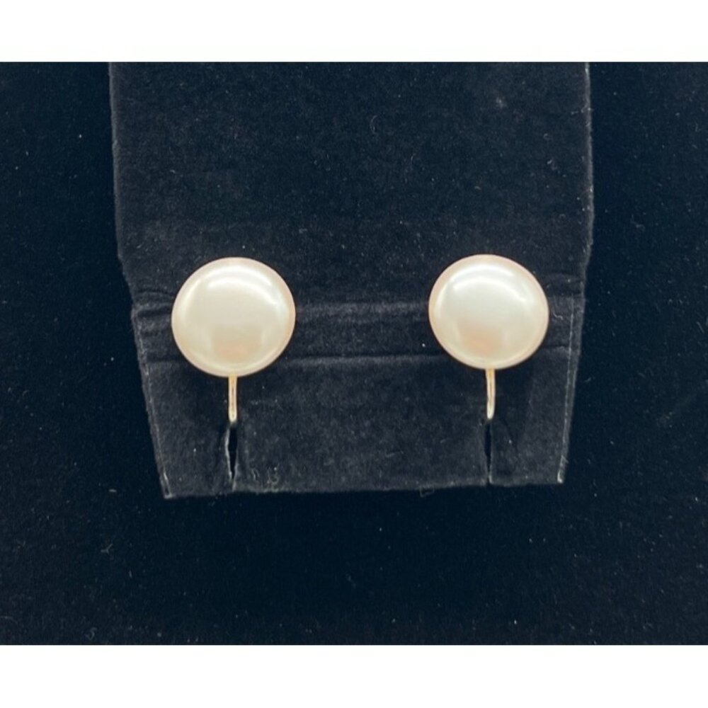 Vintage Marvella Clip-On Earrings With Faux Pearl Design Gold-Tone Metal Elegant